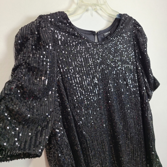 Torrid Size 1 1X Black Sequin Ruched Short Sleeve Top NWT - Picture 6 of 11
